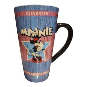Disney Minnie Mouse Coffee Mug 75 Years Fun Tall Cup Blue Pink Retired